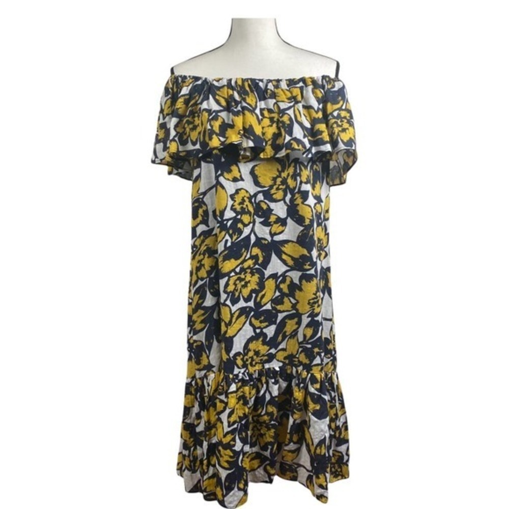 NU New York Women's S Boho Floral Off-Shoulder Midi Dress